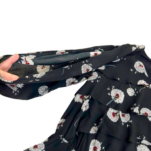 Anthropologie Deletta Black Multicolor Wished Bloom Split Sleeve Blouse, Size M - Picture 6 of 14